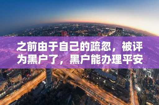 之前由于自己的疏忽，被评为黑户了，黑户能办理平安i贷的贷款吗？