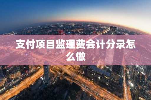 支付项目监理费会计分录怎么做