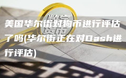 美国华尔街对狗币进行评估了吗 - 华尔街正在对Dash进行评估