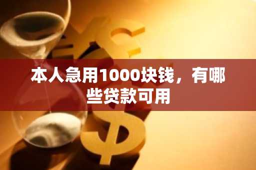 本人急用1000块钱，有哪些贷款可用