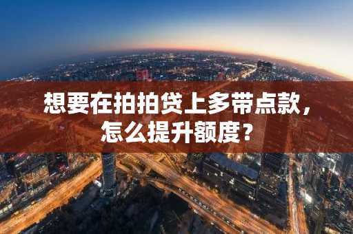 想要在拍拍贷上多带点款，怎么提升额度？