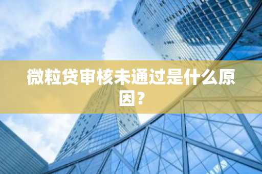 微粒贷审核未通过是什么原因？