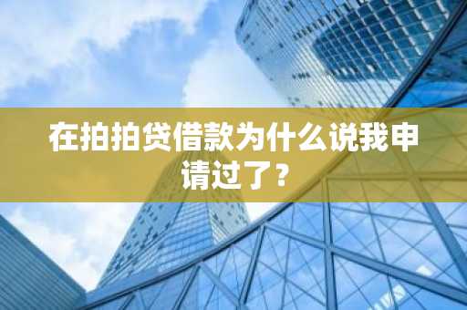在拍拍贷借款为什么说我申请过了？
