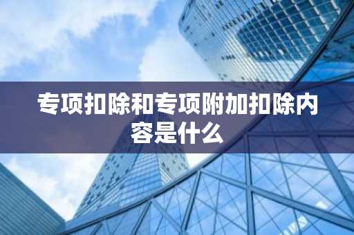 专项扣除和专项附加扣除内容是什么