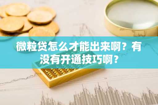 微粒贷怎么才能出来啊？有没有开通技巧啊？