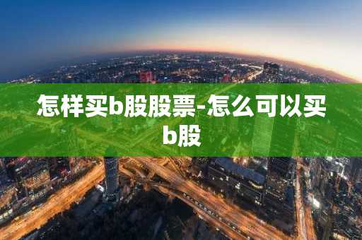 怎样买b股股票-怎么可以买b股