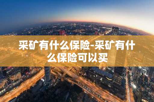 采矿有什么保险-采矿有什么保险可以买