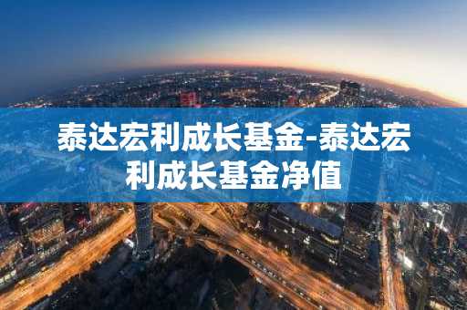 泰达宏利成长基金-泰达宏利成长基金净值