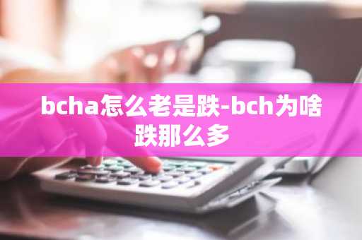 bcha怎么老是跌-bch为啥跌那么多