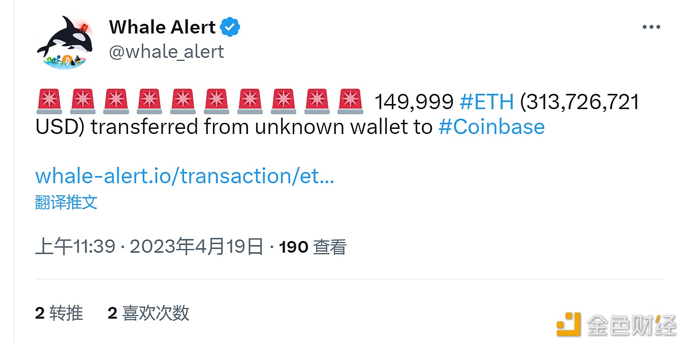 价值约3.1亿美元TH从未知钱包转至Coinbas