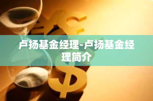 卢扬基金经理-卢扬基金经理简介