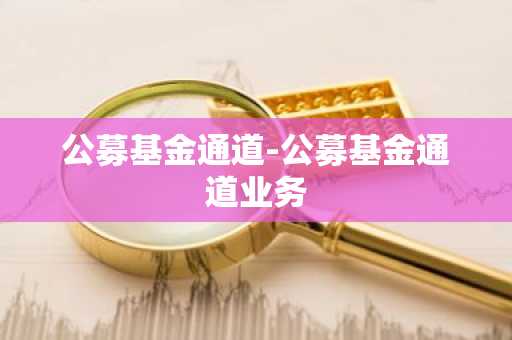 公募基金通道-公募基金通道业务