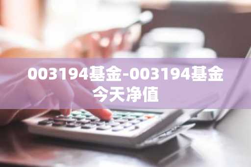 003194基金-003194基金今天净值
