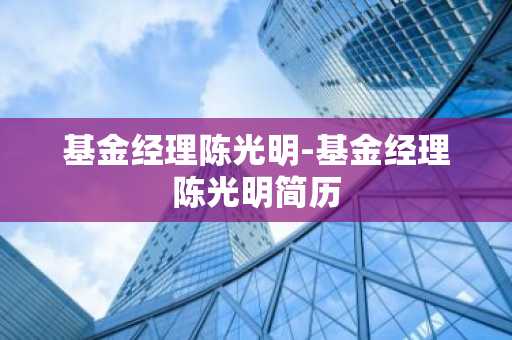 基金经理陈光明-基金经理陈光明简历