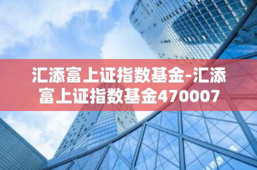 汇添富上证指数基金-汇添富上证指数基金470007