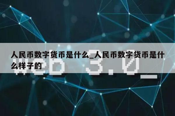 人民币数字货币是什么_人民币数字货币是什么样子的