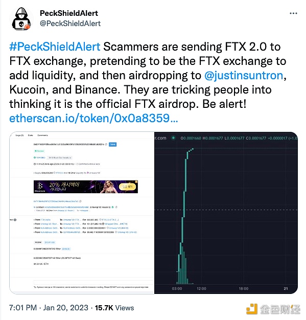 PckShild：匿名黑客发行FT 2.0 Tokn并包装成FT官方空投