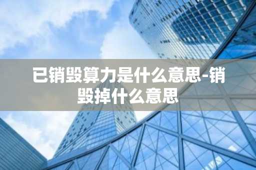 已销毁算力是什么意思-销毁掉什么意思