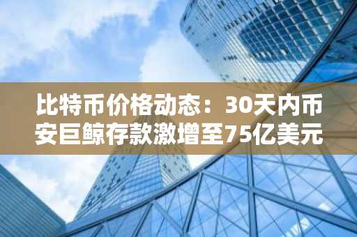 比特币价格动态：30天内币安巨鲸存款激增至75亿美元