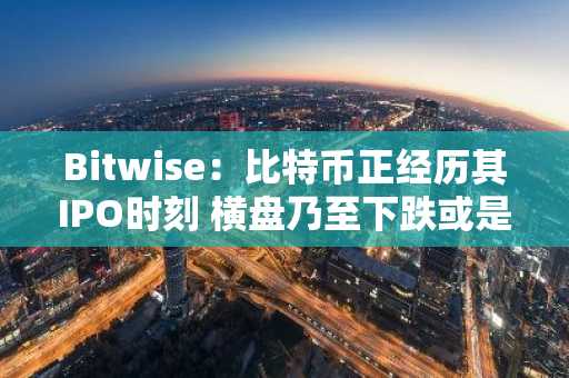 Bitwise：比特币正经历其IPO时刻 横盘乃至下跌或是“礼物”