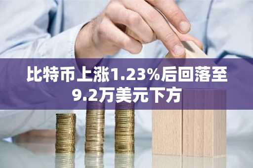 比特币上涨1.23%后回落至9.2万美元下方
